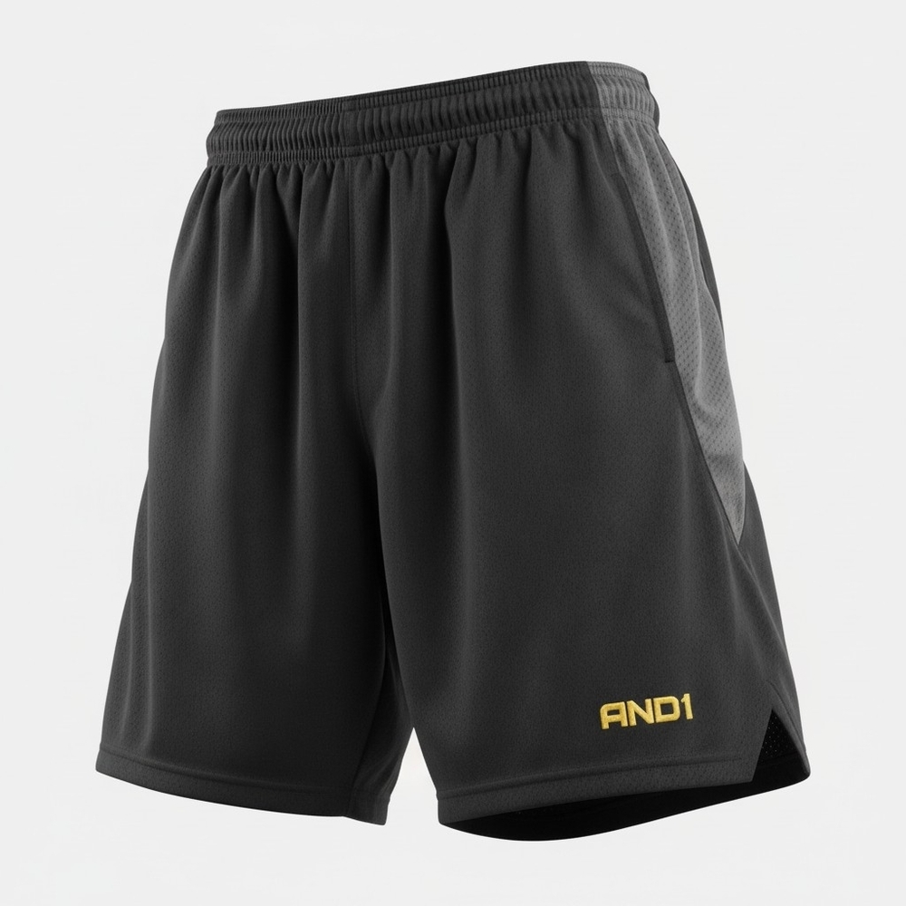 AND 1 - Black & Yellow Men's Athletic Mesh Shorts Size XL